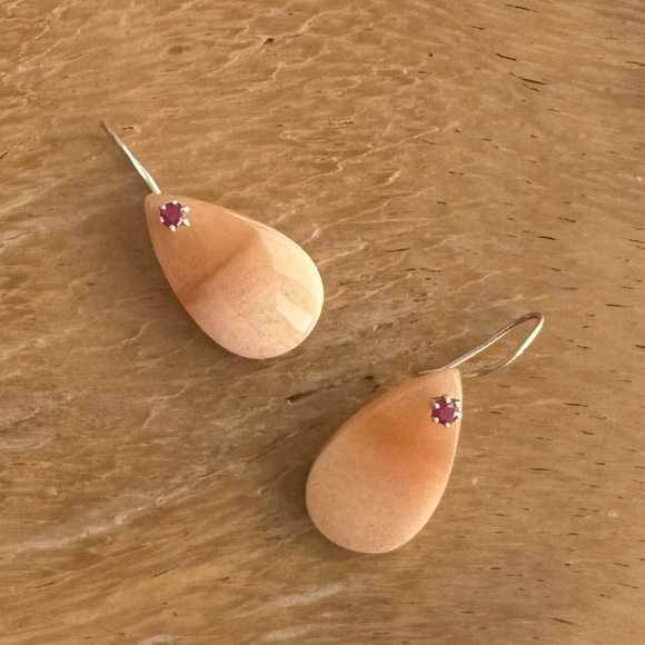 NWOT Sundance Afternoon Heat Earrings Orange Aventurine Ruby Sterling Silver